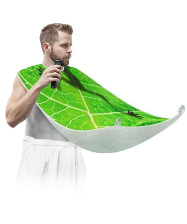Frog Leaf Beard Bib Apron Beard Bib Hair Catcher for Men Shaving and Trimming Non-Stick Waterproof Beard Cape Grooming Cloth with 2 Suction Cups Gifts for Men