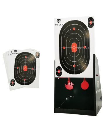 Atflbox 7 x 9 Inch BB Gun Target Trap with 10pcs Paper Target and Spinning Shooting Targets for Airsoft,BB Gun,Rifle,Pellet Gun A-Target and Papers