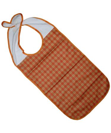 Clothing protector/dining apron/bib for adults with snap fastener waterproof (terracotta)