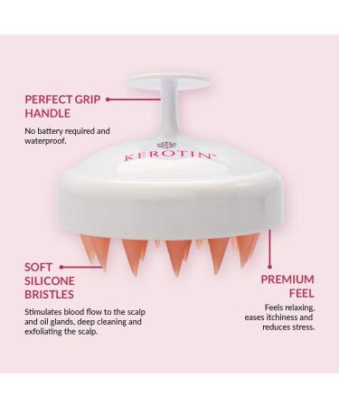 Kerotin Scalp Massager & Shampoo Brush | Stimulate Hair Growth, Remove Dandruff | Waterproof Silicone Scrubbie - Buy Online on GoSupps.com