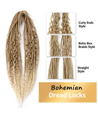 Handmade Honey Blonde to Blonde Boho DE Dreadlock Extensions - 24in, 10 Strands - Buy Online on GoSupps.com