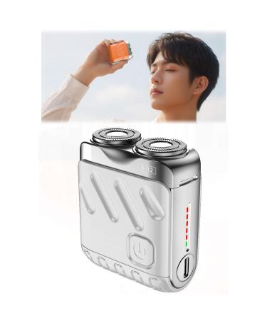 Beard Shaver Traveler Mini and Portable Suitcase Design Portable Mini Rotary Electric Shaver for Men Pocket Shaver USB Mini Shavers for Men (White)