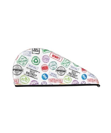 Hair Towel Wrap Hair Drying Towel with Button Towel Turban Head Towel to Dry Hair Quickly (Stamp Set Collection)
