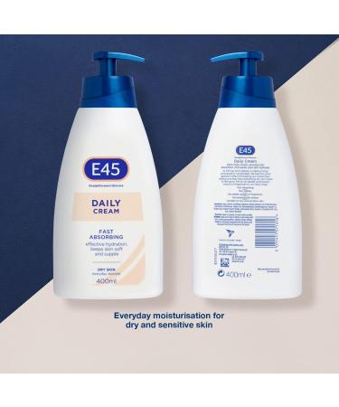 E45 Daily Cream 400ml - Soothes Dryness, Smooths Rough Skin - Non-Greasy Moisturizer for Face, Body, and Hands - Dermatologically Tested - Pack of 1 - Buy Online on GoSupps.com