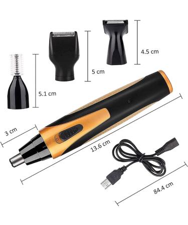 USB Rechargeable 4-in-1 Nose Hair Trimmer - Waterproof Cordless Ear & Nose Clipper for Men & Women - Easy to Clean Trimming Tool - Buy Online on GoSupps.com
