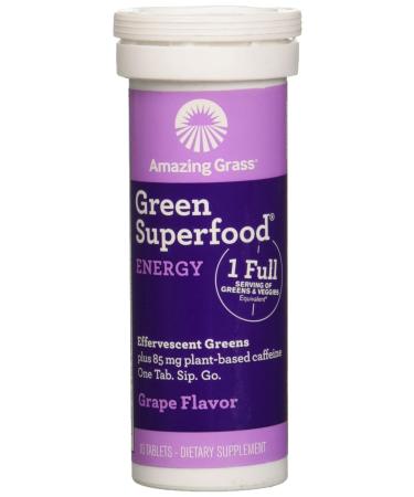 Amazing Grass Green Superfood Effervescent Greens Energy Grape 10 Tablets
