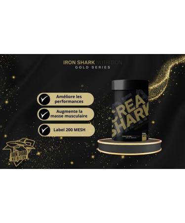 CREA SHARK Ironshark Nutrition Creatine Monohydrate Micronized Form Label 200 Mesh Optimal Absorbency Intense Efforts Explosiveness Strength GOLD Series (300g) - Buy Online on GoSupps.com
