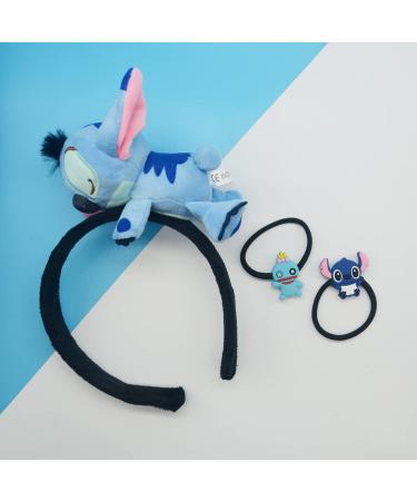 Kawaii Stitch Velvet Headband with 2 Hair Ties | Cute Cartoon Hair Accessories for Girls and Women - Buy Online on GoSupps.com