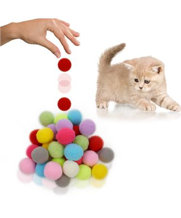 FUPUSUN 30pcs 1/3cm Cat Toy Balls Soft Kitten Pom Pom Toys for Indoor Cats Interactive Playing Quiet Ball Cats Pom Pom Ball (3CM * 30)