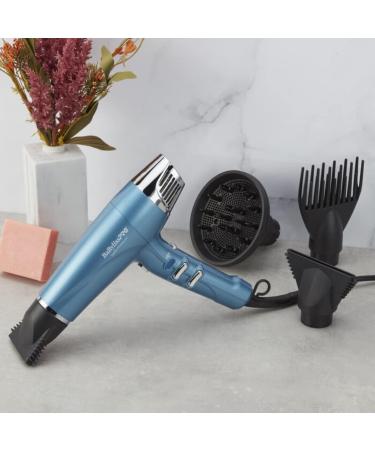BaBylissPRO Nano Titanium Dual Ionic Lightweight High Speed Hairdryer with 2 Nozzles Diffuser and Straightening pick Black - Buy Online on GoSupps.com
