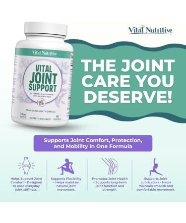 VITAL NUTRITIVE Joint Support Supplement for Men and Women Glucosamine MSM Hyaluronic Acid and Turmeric Supports Joint Health 60 Days Supply - Buy Online on GoSupps.com