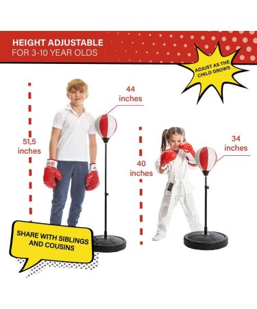 Whoobli Punching Bag for Kids with Boxing Gloves | Adjustable Stand | Boxing Bag Set Toy for Boys & Girls | Ages 3-10 (Red White) - Buy Online on GoSupps.com
