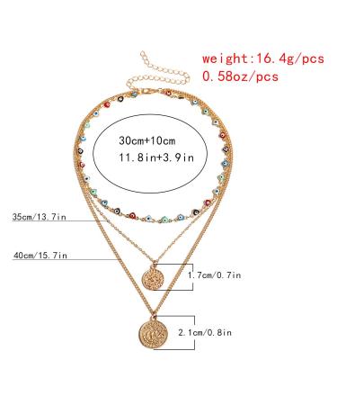 Kercisbeauty Evil Eyes Gold Coin Necklace for Women | Layered Boho Jewelry for Parties & Everyday Wear - Buy Online on GoSupps.com