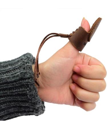Hide & Drink Leather Archery Thumb Protector Mongolian Finger Guard for Recurve Bow - Handmade, Bourbon Brown - 101 Year Warranty - Buy Online on GoSupps.com