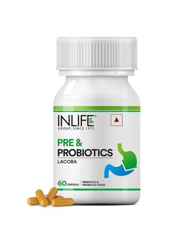INLIFE Prebiotic and Probiotic Supplement for Gut Health | Lactobacillus Bacteria | Probiotics for Women Men - 60 Capsules