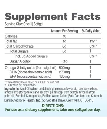 Ovega-3 Vegan Omega-3 DHA + EPA 500mg - 90 Vegetarian Capsules for Heart Health - Buy Online on GoSupps.com