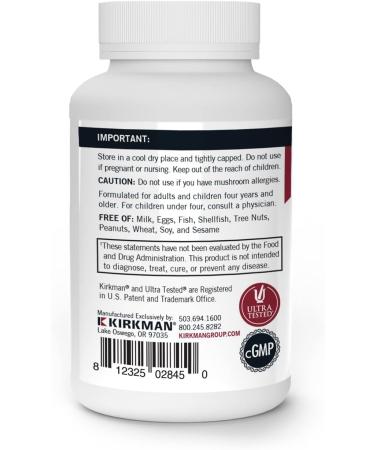 Kirkman - Mushroom Gut Health - 60 Capsules - Supports Gut Health - Aids Immune Health - Hypoallergenic - Buy Online on GoSupps.com