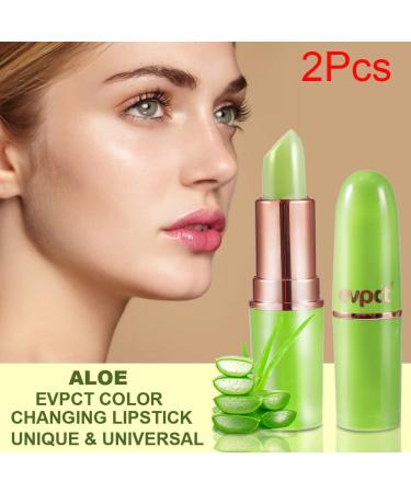 2Pcs Aloe Vera Lip Color Changing Lipstick & Lip Balm Set | Magic PH Lipstick for Women & Girls | Waterproof Crystal Flower Jelly Lipstick Gloss | Stain Makeup Set - Buy Online on GoSupps.com