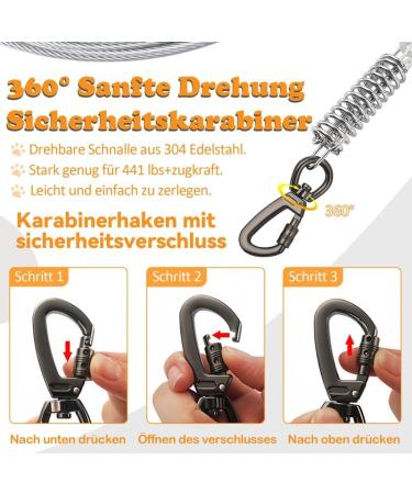 6m Farm Linen Dog Tie Out Cables - Shock-Damping Bite-Proof Leash for Small & Medium Dogs - Perfect for Camping & Training - Durable Gray Design - Buy Online on GoSupps.com