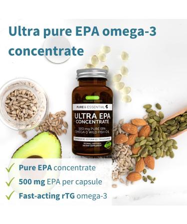 Pure & Essential Ultra Pure EPA Omega-3 Concentrate 500mg Wild Fish Oil rTG - 90 Small Softgels - Buy Online on GoSupps.com