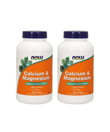 Now Foods Calcium & Magnesium 250 Tablets (Pack of 2) Unflavored 500 Count (Pack of 1)