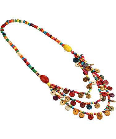 Kesyoo Bohemian Multi-Layer Coconut Pearl Necklace | Colorful Pendant Jewelry for Women | Perfect Summer Party & Hawaii Luau Gift - Buy Online on GoSupps.com