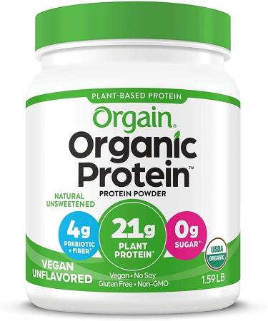 Orgain Organic Unflavored Vegan Protein Powder Natural Unsweetened 21g of Plant Based Protein Non Dairy Gluten Free No Sugar Added Soy Free - 1.59 lb