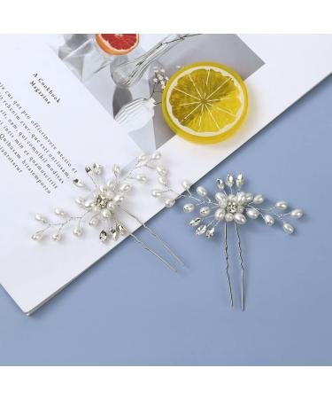 Pearl Crystal Bridal Hair Pins - Elegant Flower Shape Wedding Hairpin Set for Brides and Bridesmaids - Buy Online on GoSupps.com