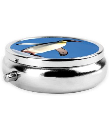 Cute Penguin Print Mini Round Pill Box - 3 Compartment Travel Pill Organizer for Home & Office - Buy Online on GoSupps.com