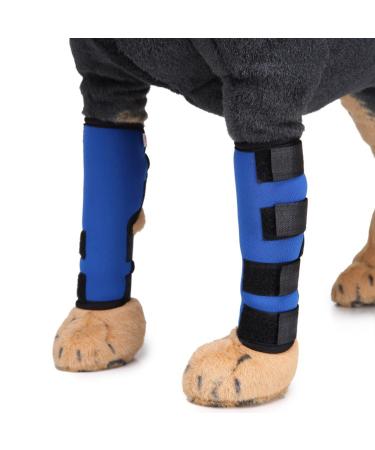 2pcs Dog Elbow Protector Pads Elbow Pads for Dogs Knee Brace for Dogs Adjustable Pet Knee Pads Strong Stability Dog Legs Protector for Recovering Injured(Blue S)