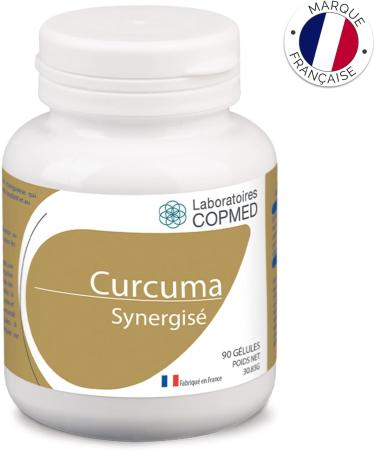 COPMED LABORATORIES - Synergized Turmeric - Food Supplement Based on Turmeric Selenium Copper Vitamin B2 - Natural Active Ingredients - French Brand - 90 Vegetable Capsules (Bioplastic Pill Box) - Buy Online on GoSupps.com