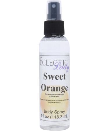 Sweet Orange Essential Oil Body Spray 4 ounces Body Mist for Women with Clean Light & Gentle Fragrance Long Lasting Perfume with Comforting Scent for Men & Women Cologne with Soft Subtle Aroma Regular Strength 4 Fluid Ounces