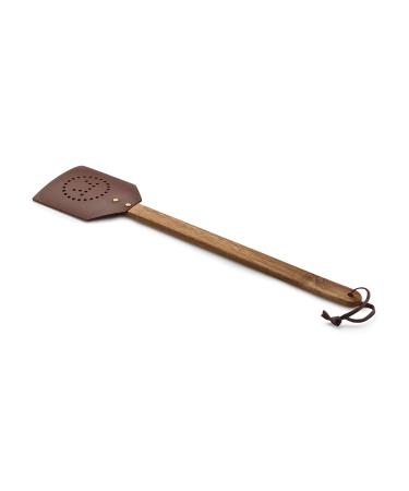Outset 76616 Acacia Wood and Leather Amish-Style Fly Swatter, 17.5", Brown