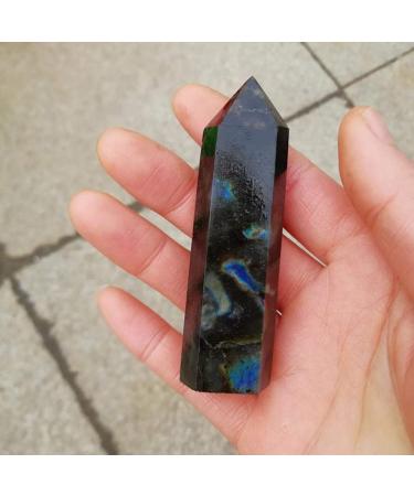 jingfei Moonstone Crystal Column Natural Labradorite Quartz Obelisk Crystal Column Wand Point Stone Home Decor 7-8cm - Buy Online on GoSupps.com