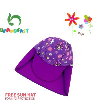 UPF 50+ Baby Girl One Piece Swimwear with Sun Hat | Toddler Swimsuit Set 12-18 Months Purple - Buy Online on GoSupps.com