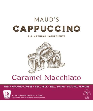 Maud's Caramel Macchiato Coffee Pods - Medium Roast 16ct | 100% Arabica, Solar Energy, Recyclable, KCup Compatible - Buy Online on GoSupps.com