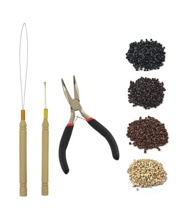 Black Hair Extensions Tool Kit with Pliers, Pulling Hook, and 500 Micro Links Rings Beads - Black Hair Pliers Included - Buy Online on GoSupps.com