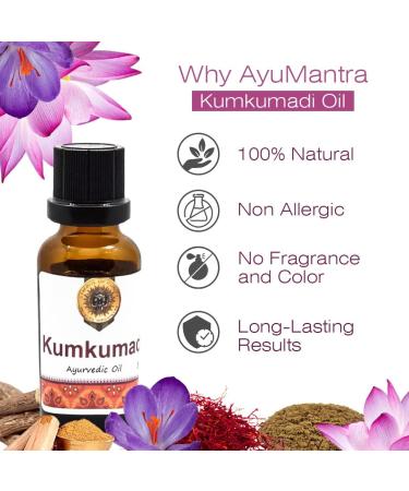 Ayumantra Organic Kumkumadi (Crocus Sativus) Oil - Beauty face Oil - 30ml - Buy Online on GoSupps.com