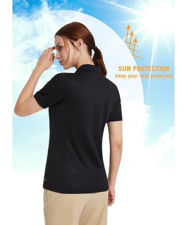 BALEAF Women's Golf Polo Shirt - Short Sleeve Equestrian Riding Shirt, Moisture Wicking - Black, X-Large - Buy Online on GoSupps.com