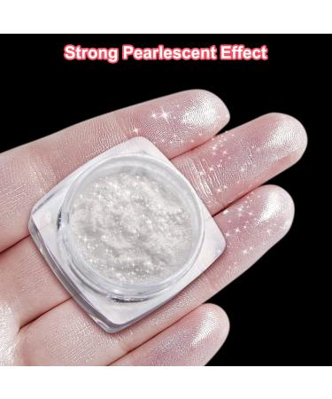 White Pearl Chrome Nail Powder - Aurora Ice Shimmer & Glitter for DIY Nail Art | 2PCs Mirror Effect Pigment - Buy Online on GoSupps.com