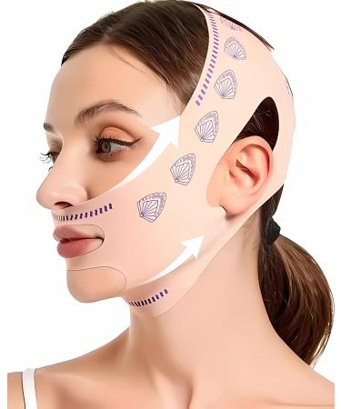 Face Bands V Line Lifting Mask Face Contouring Sleeping Mask Chin Reducer(Pink)