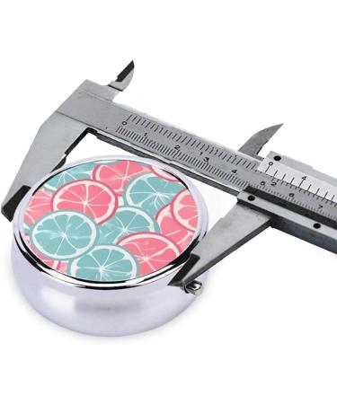 Pink Blue Citrus Slices Round Pill Box | 3-Compartment Portable Organizer for Purse & Pocket | Travel-Friendly Pill Storage - Buy Online on GoSupps.com
