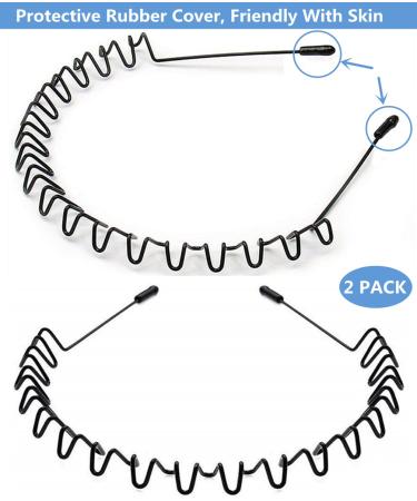 bodbop XINGZHE Metal Hair Bands 2 PCS Black - Unisex Sports Headband with Elastic Non Slip Design - Buy Online on GoSupps.com