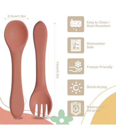 GODR7OY Silicone Baby Feeding Forks and Spoons Set - BPA Free Cutlery for Kids, Toddlers, Infants - 4 Pieces Mini Utensils (Natural Color) - Buy Online on GoSupps.com