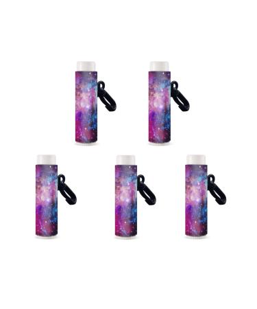 SCRAWLGOD Galaxy Print Lip Balm Holder Keychain Washable Lip Balm Sleeve keychain Chapstick Holder for Ourdoor Activities Wear-Resistant and Comfortable Set of 5 Galaxy Print 5