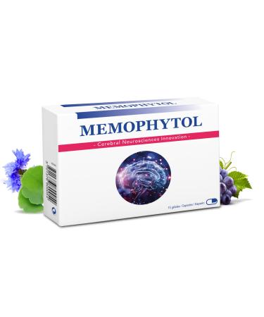 Memophytol - Food Supplement Memory and Concentration - Brain Focus Attention - Grape Blueberry Ginkgo Biloba Bacopa Vitamins