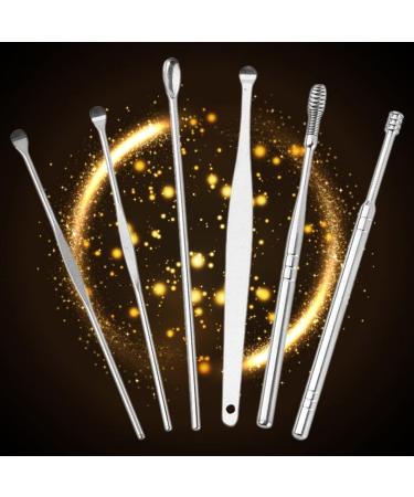Xinsany 6Pcs Set Stainless Steel Ear Wax Remover Pickers - Earpick Curette Cleaner Spoon for Ear Care - Buy Online on GoSupps.com