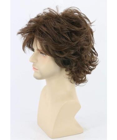 Topcosplay Men's Black Short Wavy Shaggy Wig for Cosplay & Halloween Costumes - High-Quality Male Wig (Brown) - Buy Online on GoSupps.com