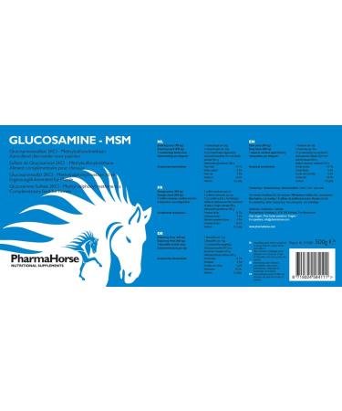 PharmaHorse Glucosamine & MSM | Horse Joint | Horse Supplement | No Sugar Added | 100% Pure Glucosamine Sulphate | No Doping | 500g - Buy Online on GoSupps.com