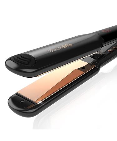 Hair Straightener, Flat Iron Titanium Straightening Iron 1.5 Inch Wide Professional Salon with Ion 3D Floating Plates with 14 Levels Adjustable Temperature, Suitable for All Hair Types (Black)